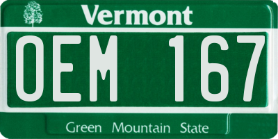 VT license plate OEM167
