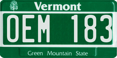 VT license plate OEM183