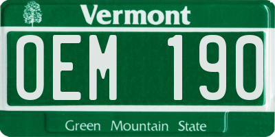 VT license plate OEM190