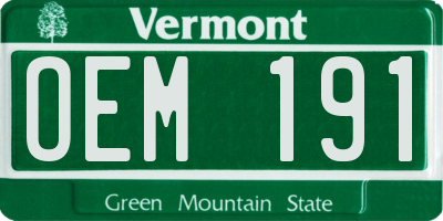 VT license plate OEM191