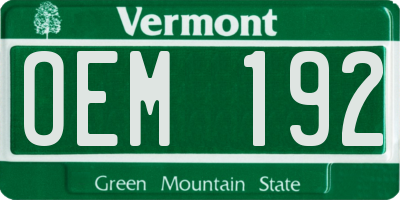 VT license plate OEM192