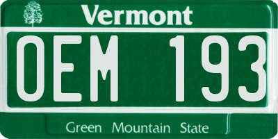 VT license plate OEM193