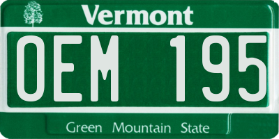 VT license plate OEM195