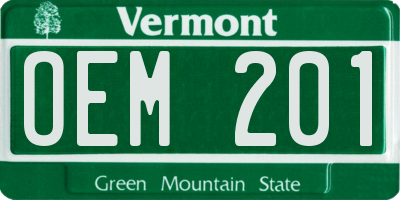 VT license plate OEM201