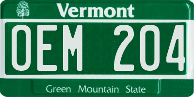 VT license plate OEM204