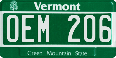 VT license plate OEM206