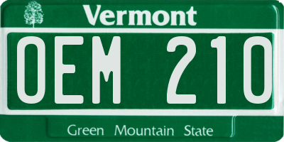 VT license plate OEM210