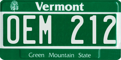 VT license plate OEM212