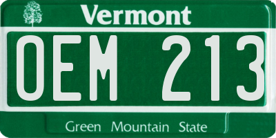 VT license plate OEM213