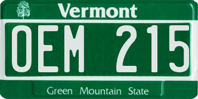 VT license plate OEM215