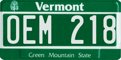 VT license plate OEM218