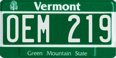 VT license plate OEM219