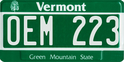 VT license plate OEM223
