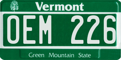 VT license plate OEM226