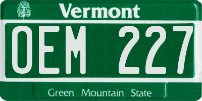 VT license plate OEM227