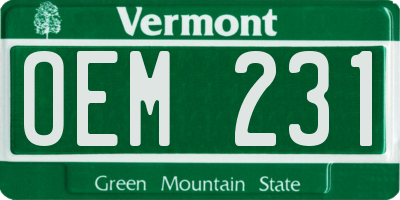 VT license plate OEM231