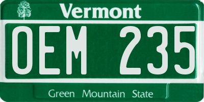 VT license plate OEM235