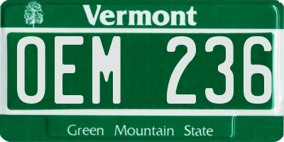 VT license plate OEM236