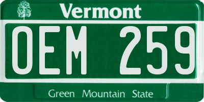 VT license plate OEM259