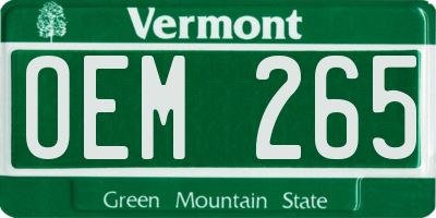 VT license plate OEM265
