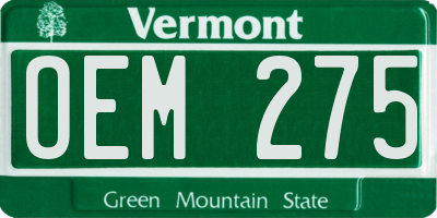 VT license plate OEM275