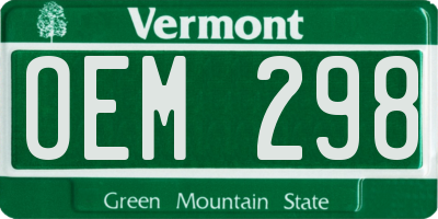 VT license plate OEM298