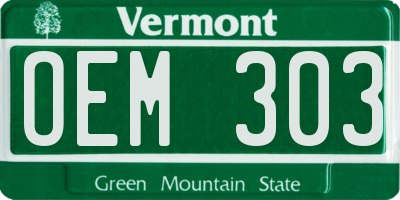 VT license plate OEM303