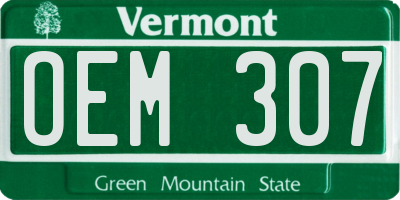 VT license plate OEM307