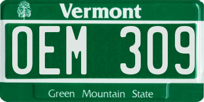 VT license plate OEM309