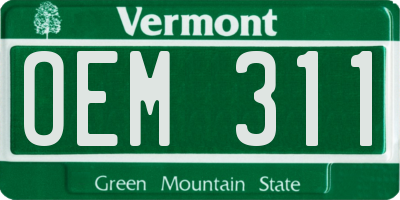 VT license plate OEM311