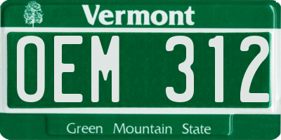 VT license plate OEM312
