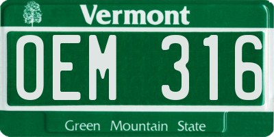VT license plate OEM316