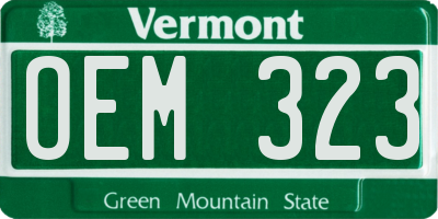 VT license plate OEM323