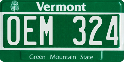 VT license plate OEM324