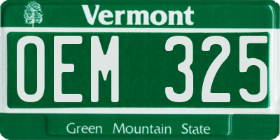 VT license plate OEM325