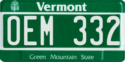 VT license plate OEM332