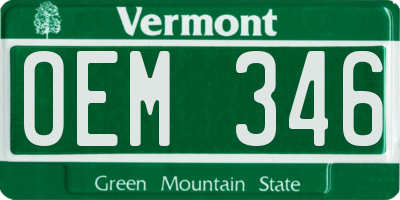 VT license plate OEM346
