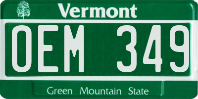 VT license plate OEM349