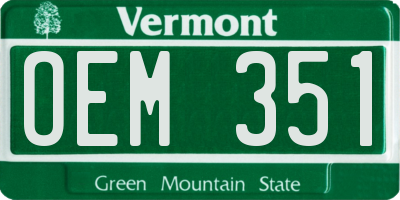 VT license plate OEM351