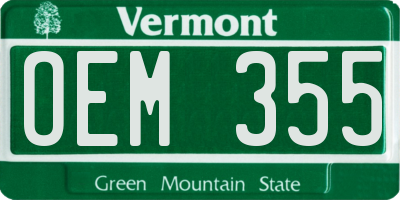 VT license plate OEM355