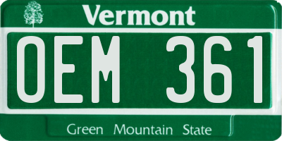 VT license plate OEM361