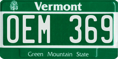 VT license plate OEM369