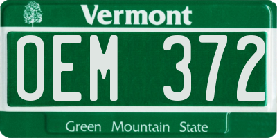 VT license plate OEM372