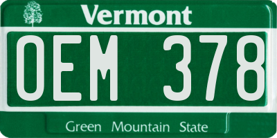 VT license plate OEM378