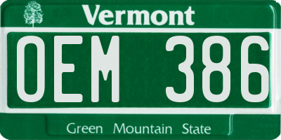 VT license plate OEM386