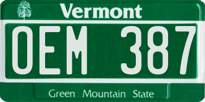 VT license plate OEM387