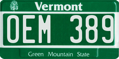 VT license plate OEM389