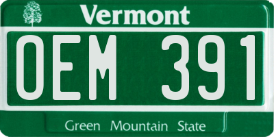 VT license plate OEM391