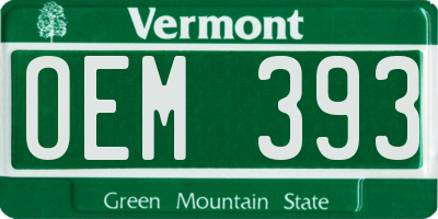 VT license plate OEM393