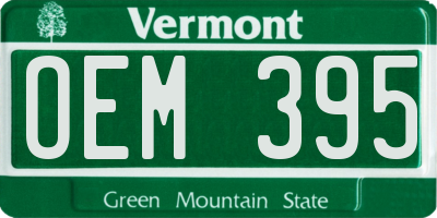 VT license plate OEM395